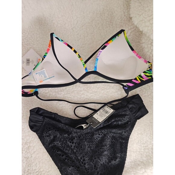 Small O'Rageous Swim Bikini Tropical Top Large Mossimo Black Bikini Bottoms NEW - Picture 7 of 8